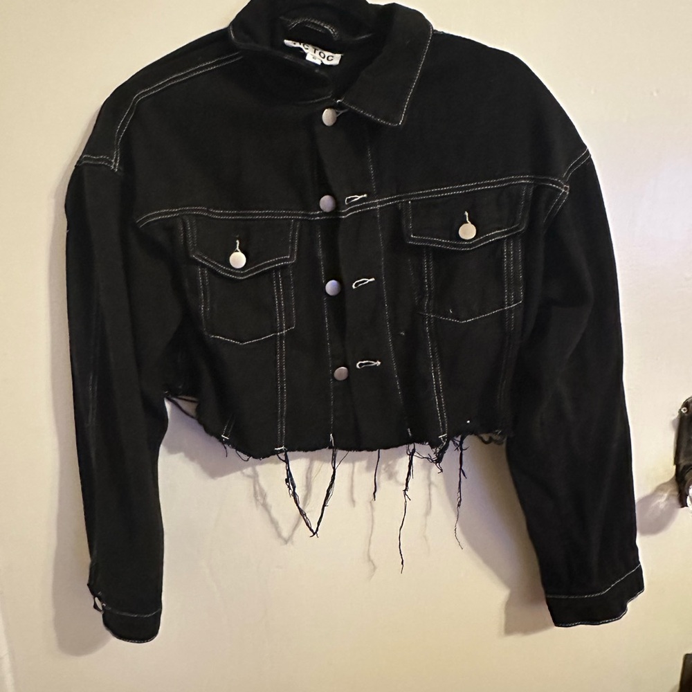 Black Cropped Denim Jacket